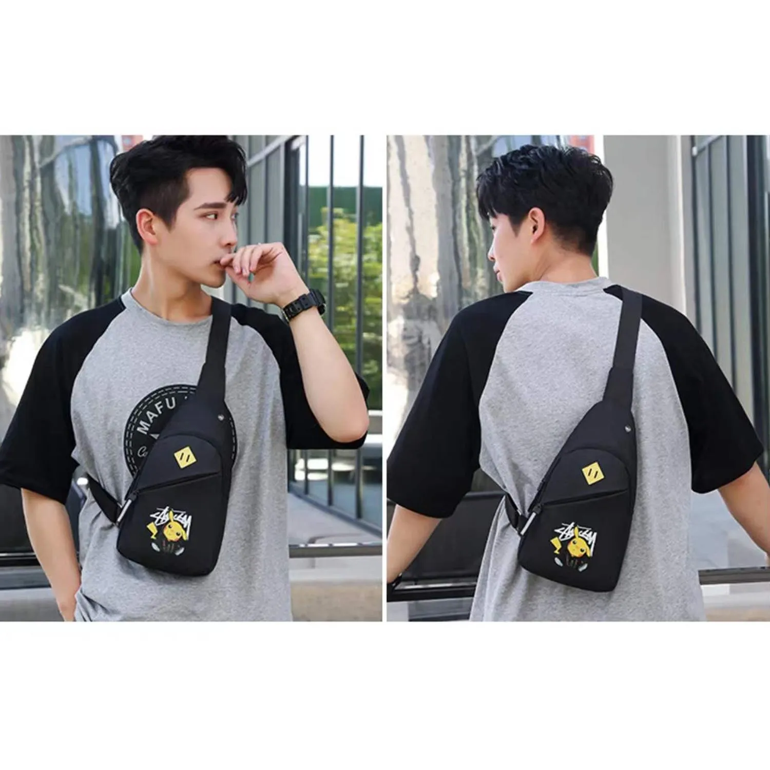 0324 Waterproof Anti Theft Crossbody fanny pack waist bag Shoulder Bags Chest Men Casual fashion USB Charging earphone hook Sling Travel Messengers Bag