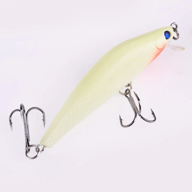 1Pcs 3D Luminous Night Fishing Bait 8cm 8g Bass Minnow Lures With Treble Hooks Artificial Hard Crankbaits Pike Carp Pesca Tackle