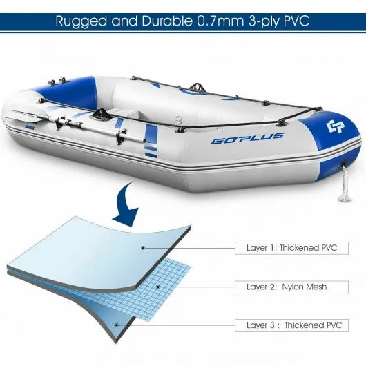 2-3 Person Inflatable Air Pump Fishing Boat With Oars-Blue