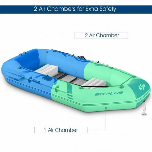 2-3 Person Inflatable Air Pump Fishing Boat With Oars-Blue