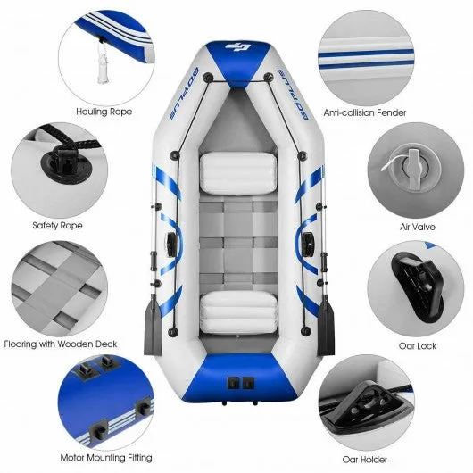 2-3 Person Inflatable Air Pump Fishing Boat With Oars-Blue