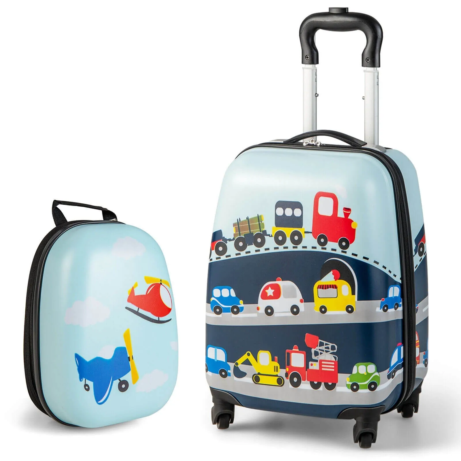 2 Pieces Kids Carry-on Luggage Set with 12 Inch Backpack - Blue