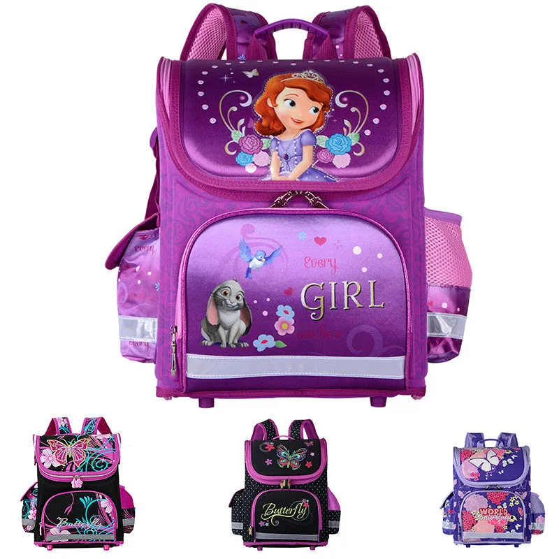 2017 Girls School Bags Backpacks Children Orthopedic Waterproof Backpack Girl's Sofia Book bag Kids Satchel Knapsack Mochila