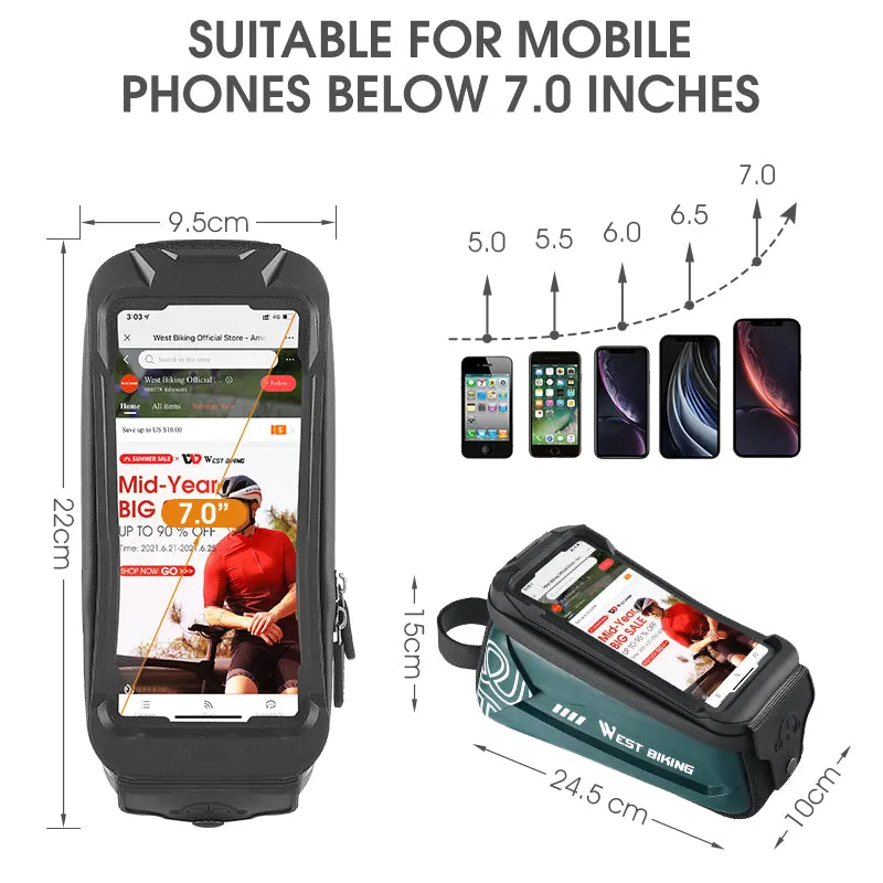 2.5L Bicycle Bag Waterproof Bike Frame Bag Touchscreen 7.0 inch Phone Case Cycling Bag MTB Road Bike Accessories