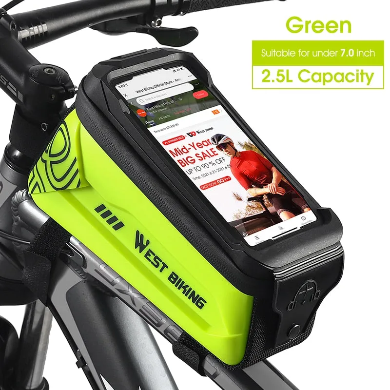 2.5L Bicycle Bag Waterproof Bike Frame Bag Touchscreen 7.0 inch Phone Case Cycling Bag MTB Road Bike Accessories