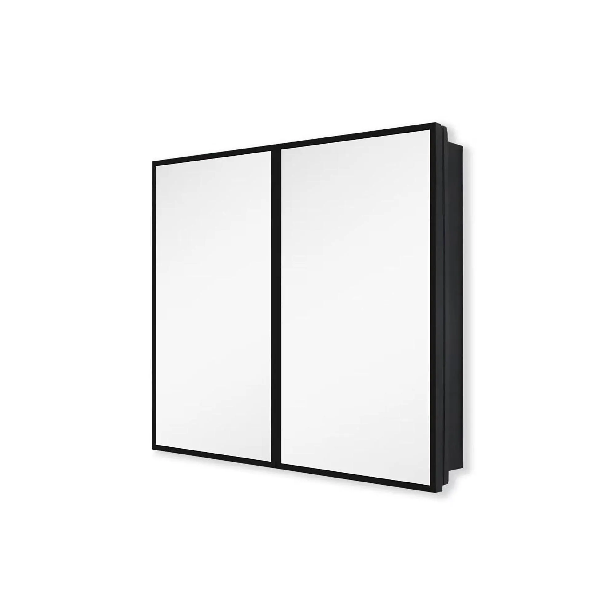 26 in. W x 30 in. H Black Framed Wall Mounted or Recessed Bathroom Double doors Medicine Cabinet with Mirror