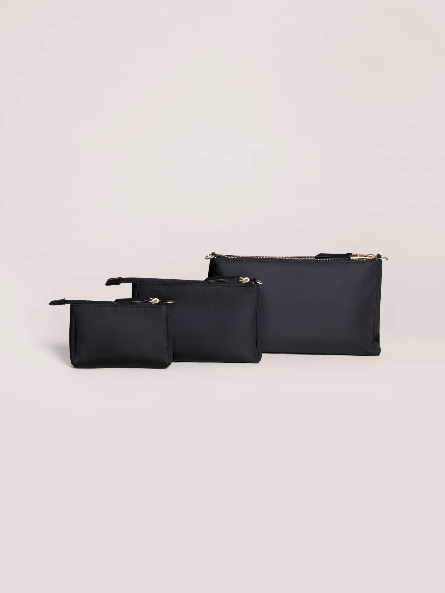 3-Piece Pouch Clutch Purse Set - Black