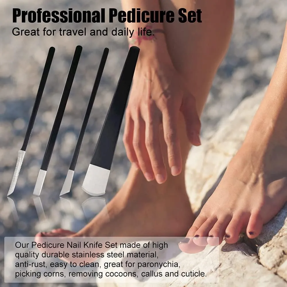 4Pcs/Set Black Stainless Steel Pedicure Knife Professional Pedicure