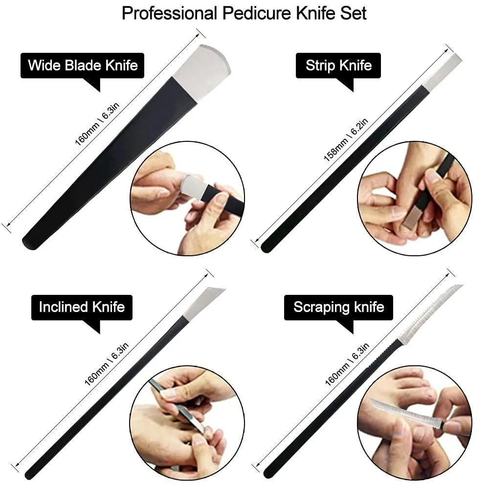 4Pcs/Set Black Stainless Steel Pedicure Knife Professional Pedicure