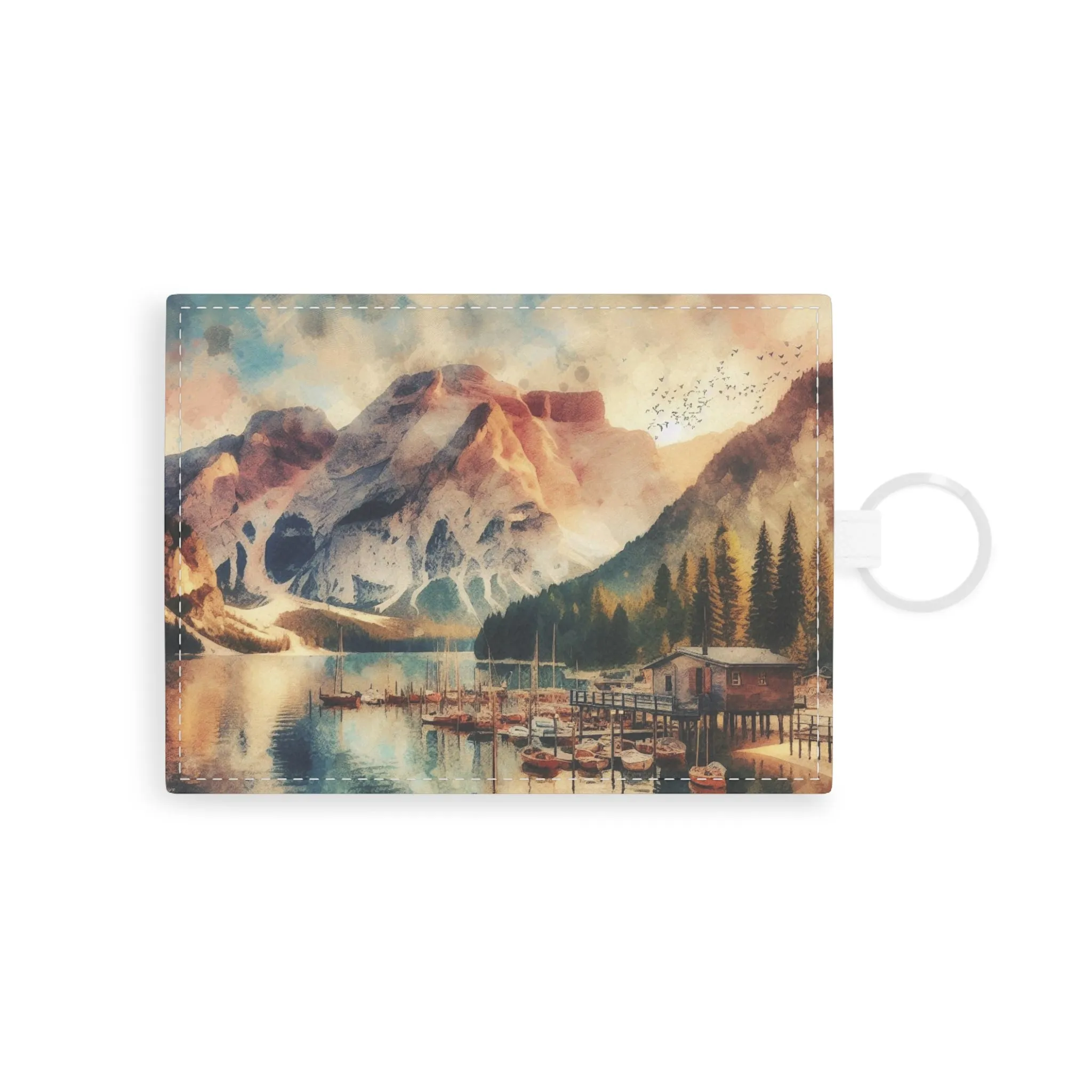 A nature landscape in pastel tones  Saffiano Leather Card Holder