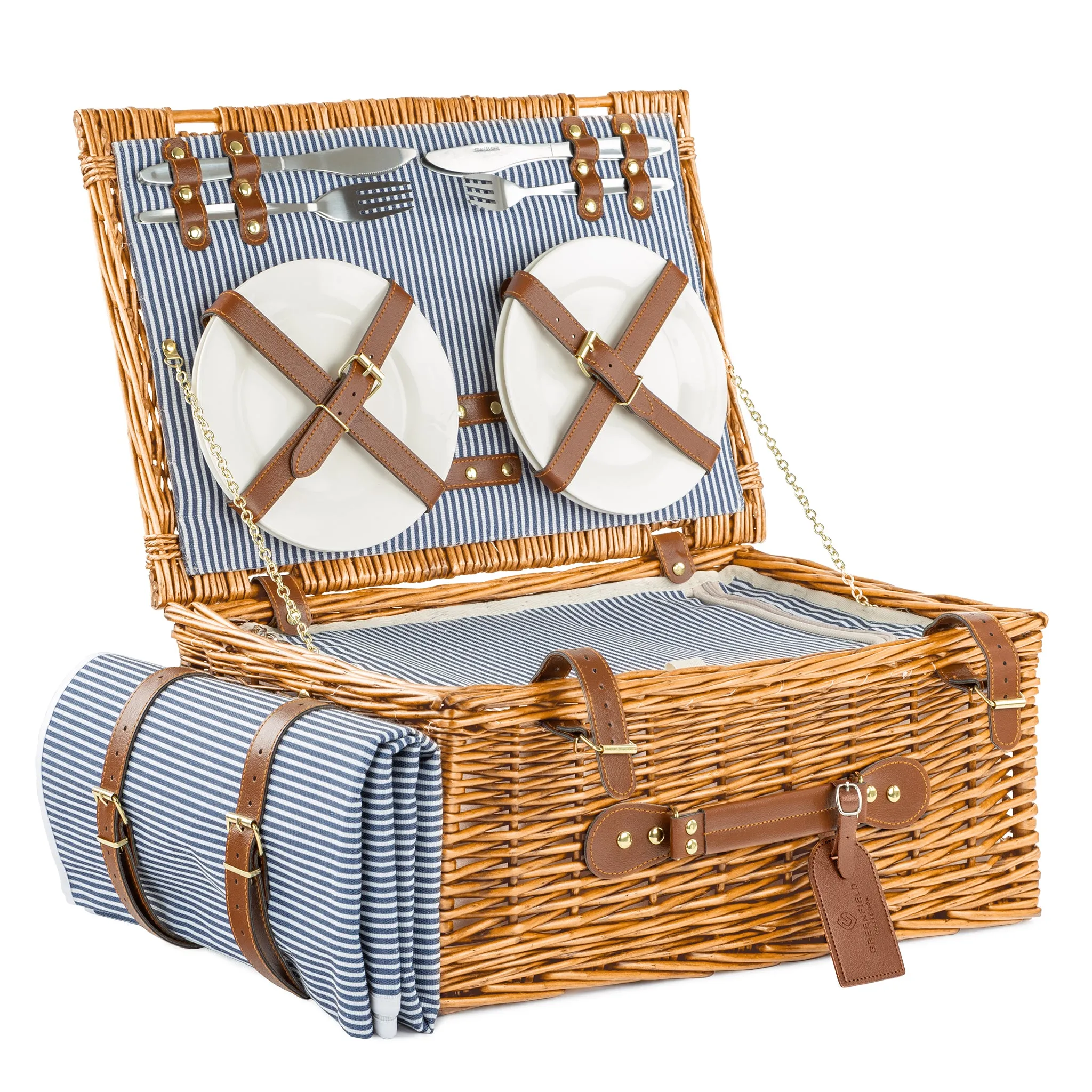 Abbotsbury Willow Picnic Basket Hamper with Picnic Blanket