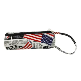 American Flag and Letter Round Makeup Bag - Assorted Color