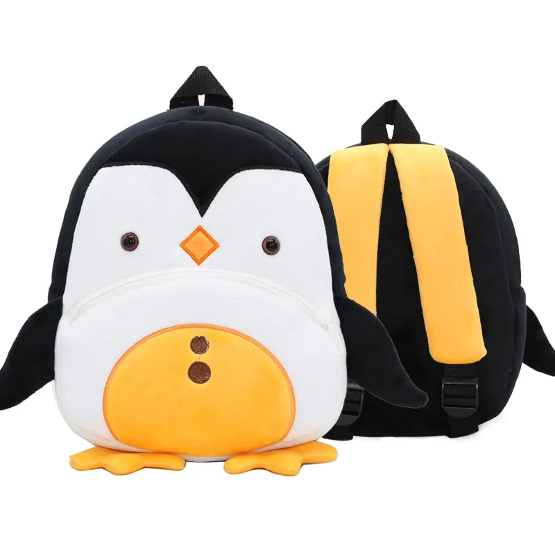 Anykidz 3D Black Penguin School Backpack Cute Animal With Cartoon Designs Children Toddler Plush Bag For Baby Girls and Boys