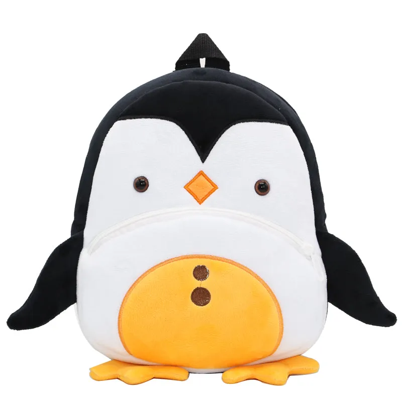 Anykidz 3D Black Penguin School Backpack Cute Animal With Cartoon Designs Children Toddler Plush Bag For Baby Girls and Boys