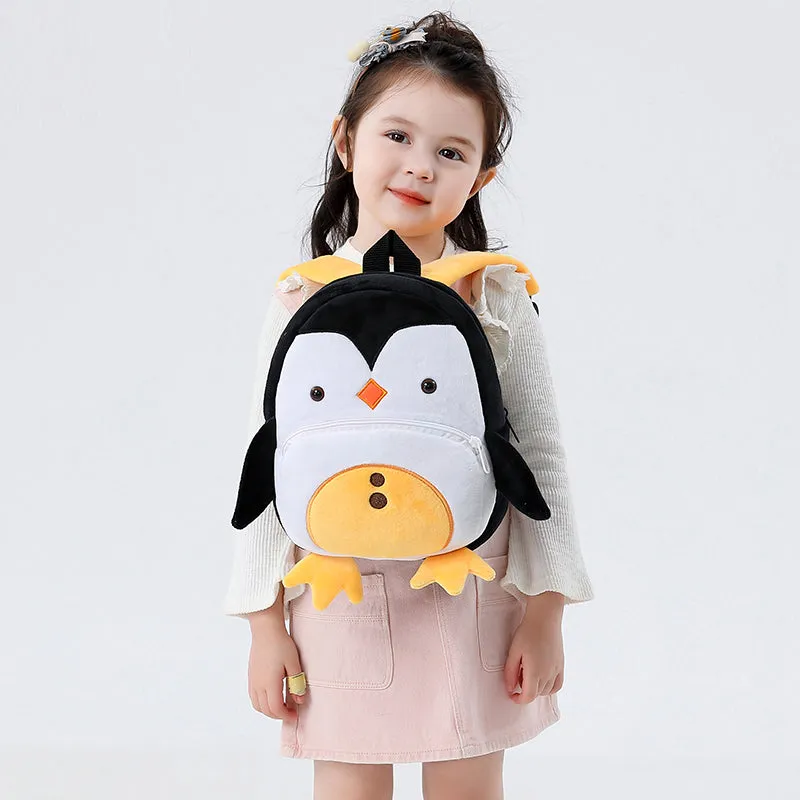 Anykidz 3D Black Penguin School Backpack Cute Animal With Cartoon Designs Children Toddler Plush Bag For Baby Girls and Boys