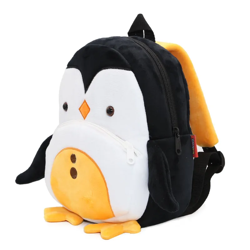 Anykidz 3D Black Penguin School Backpack Cute Animal With Cartoon Designs Children Toddler Plush Bag For Baby Girls and Boys