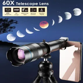 APEXEL 60x Super Telephoto Zoom Phone Lens 36X 28X Powerful Monocular Metal Telescope Mobile telephoto lens for camping Tourism