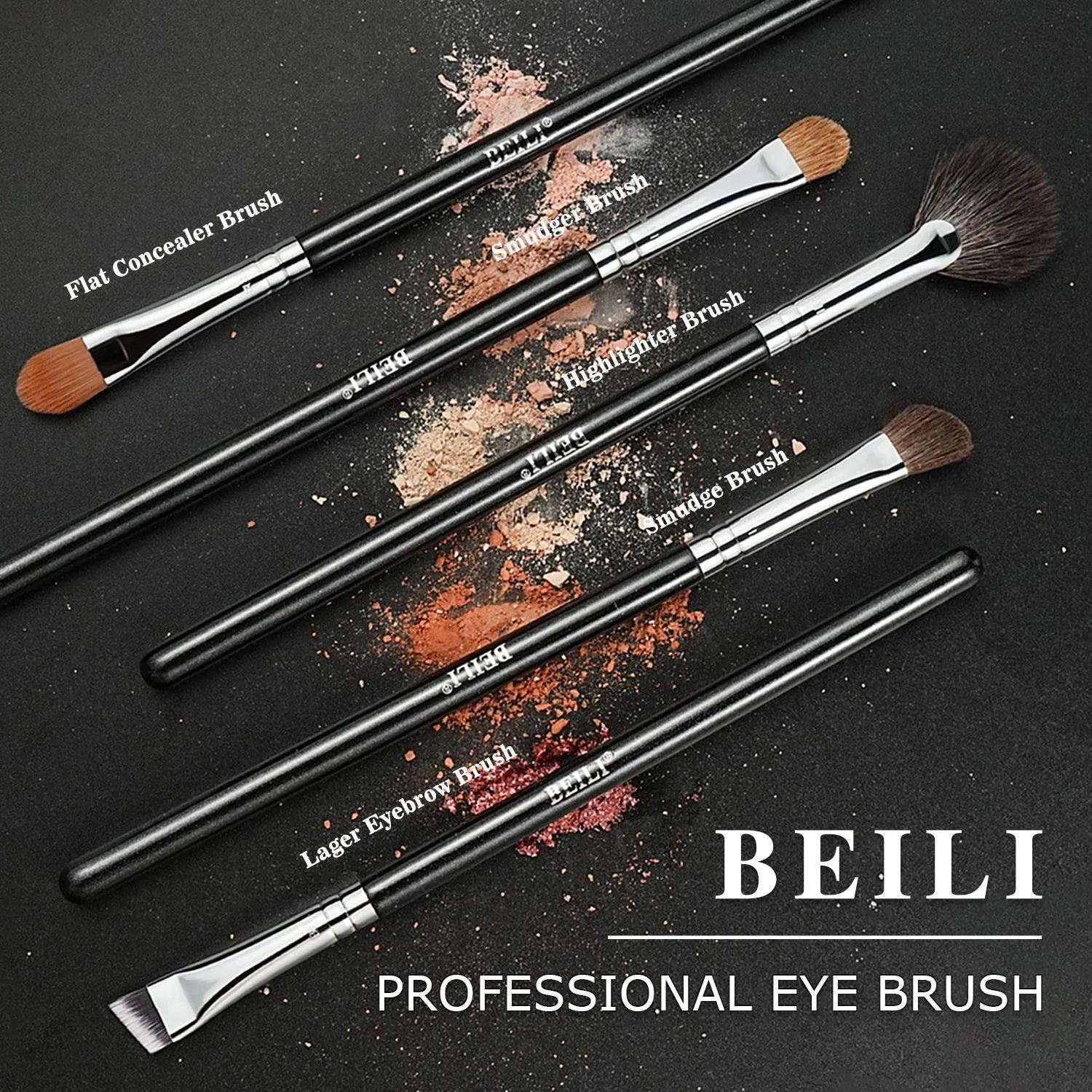 BEILI 17Pcs Eye Makeup Brush Set Wool Premium Professionals NE17