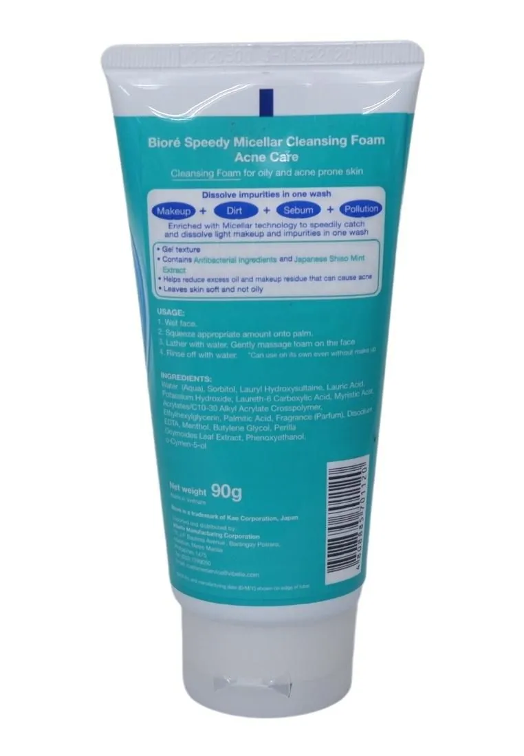 Biore Speedy Micellar Cleansing Foam Acne Care 90g