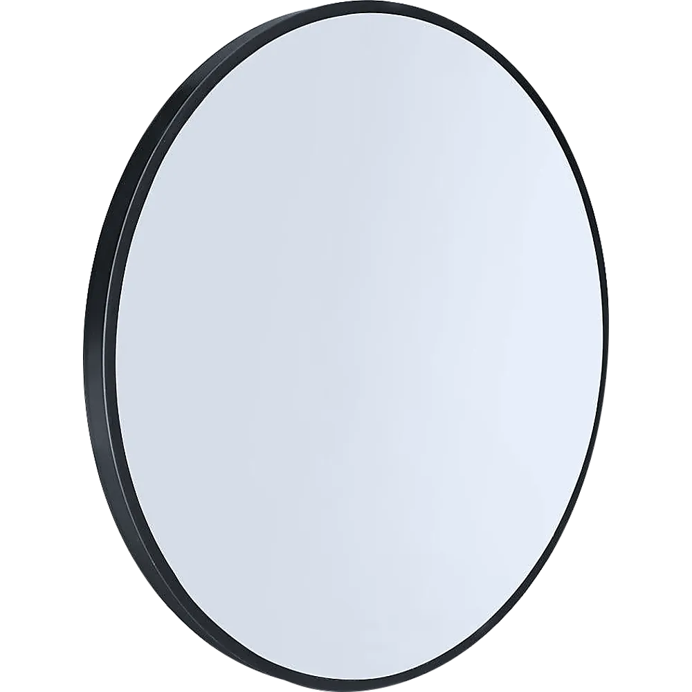 Black 80cm Round Wall Mirror, 4-Layer Silver Crafted - Della Francesca