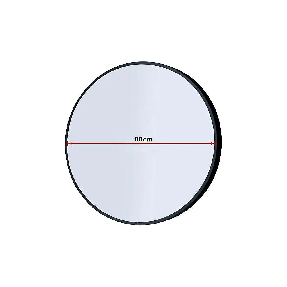 Black 80cm Round Wall Mirror, 4-Layer Silver Crafted - Della Francesca