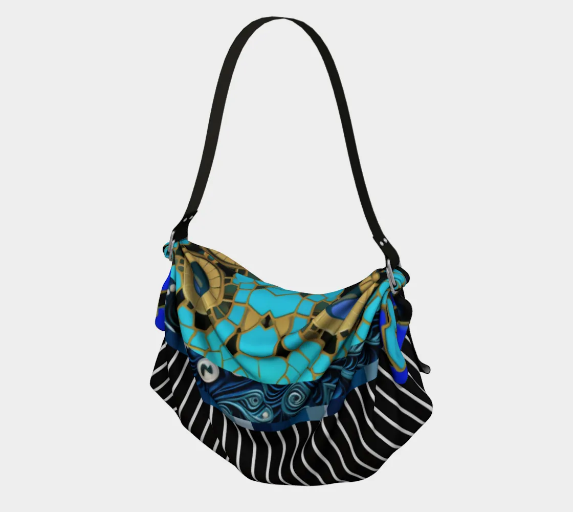 Blue Andalusian Atlantis Pinstripe Hobo Scarf Bag