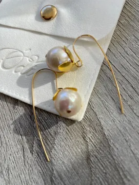 Botanical Pearls on large Ear Wires