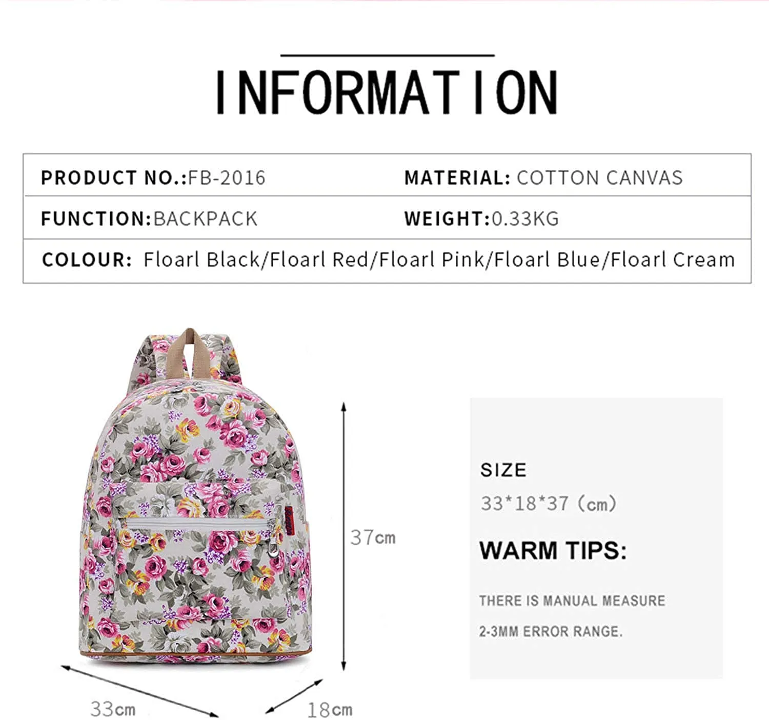 Bravo Floral (14 Inch) School Backpack - Floral Cream