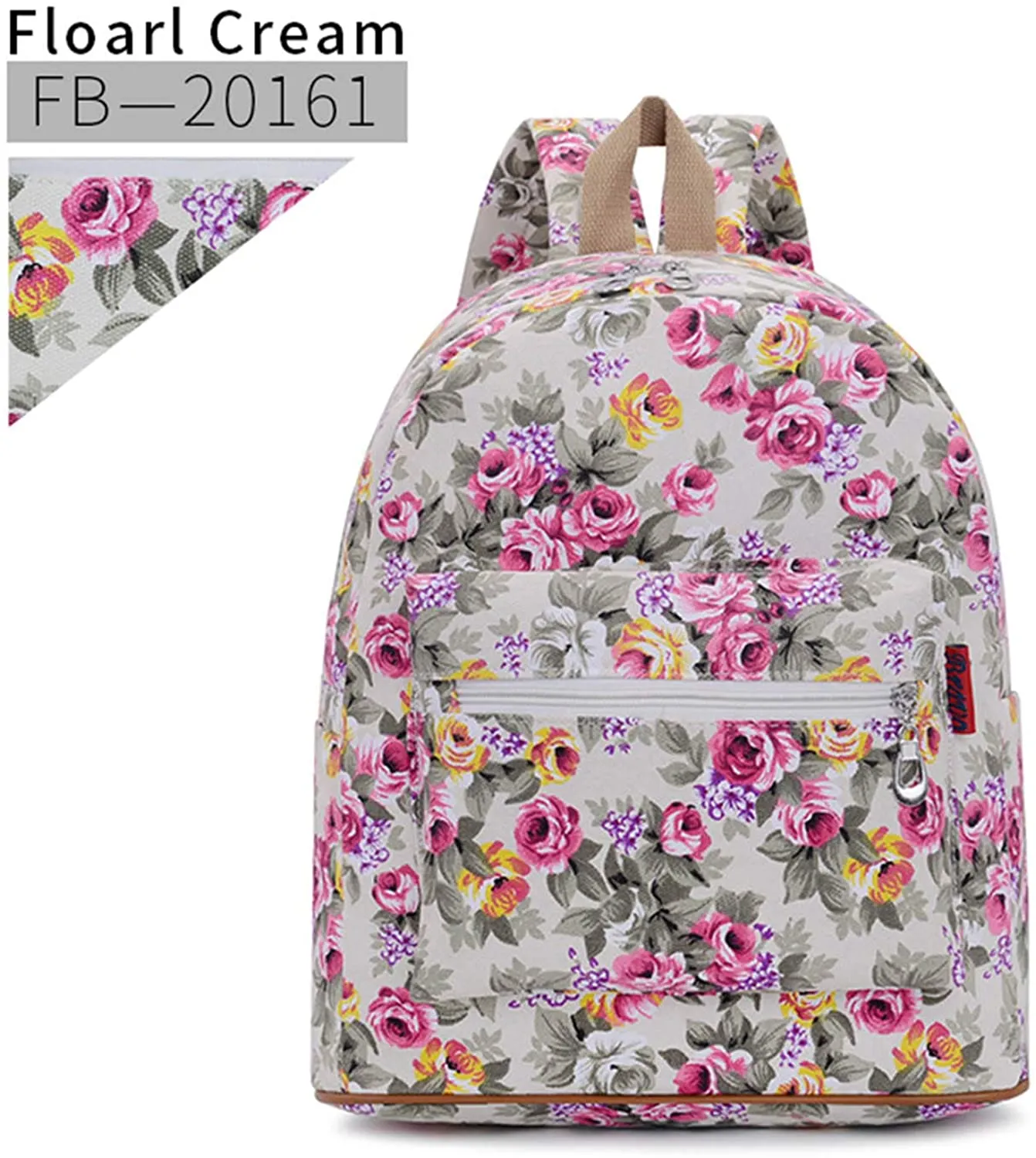 Bravo Floral (14 Inch) School Backpack - Floral Cream