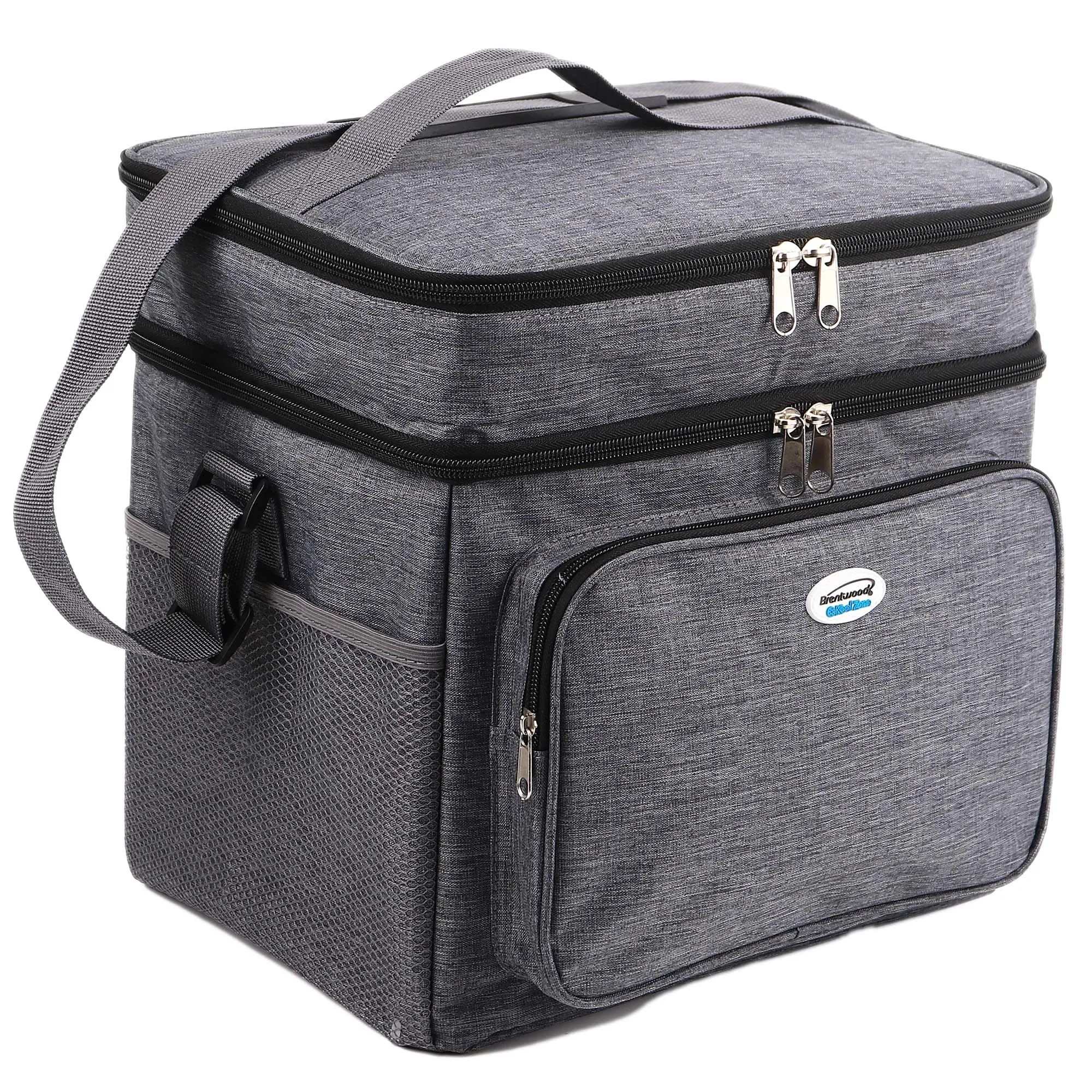 Brentwood Kool Zone CB-2402 24-Can Insulated Cooler Bag with Hard Liner, Grey