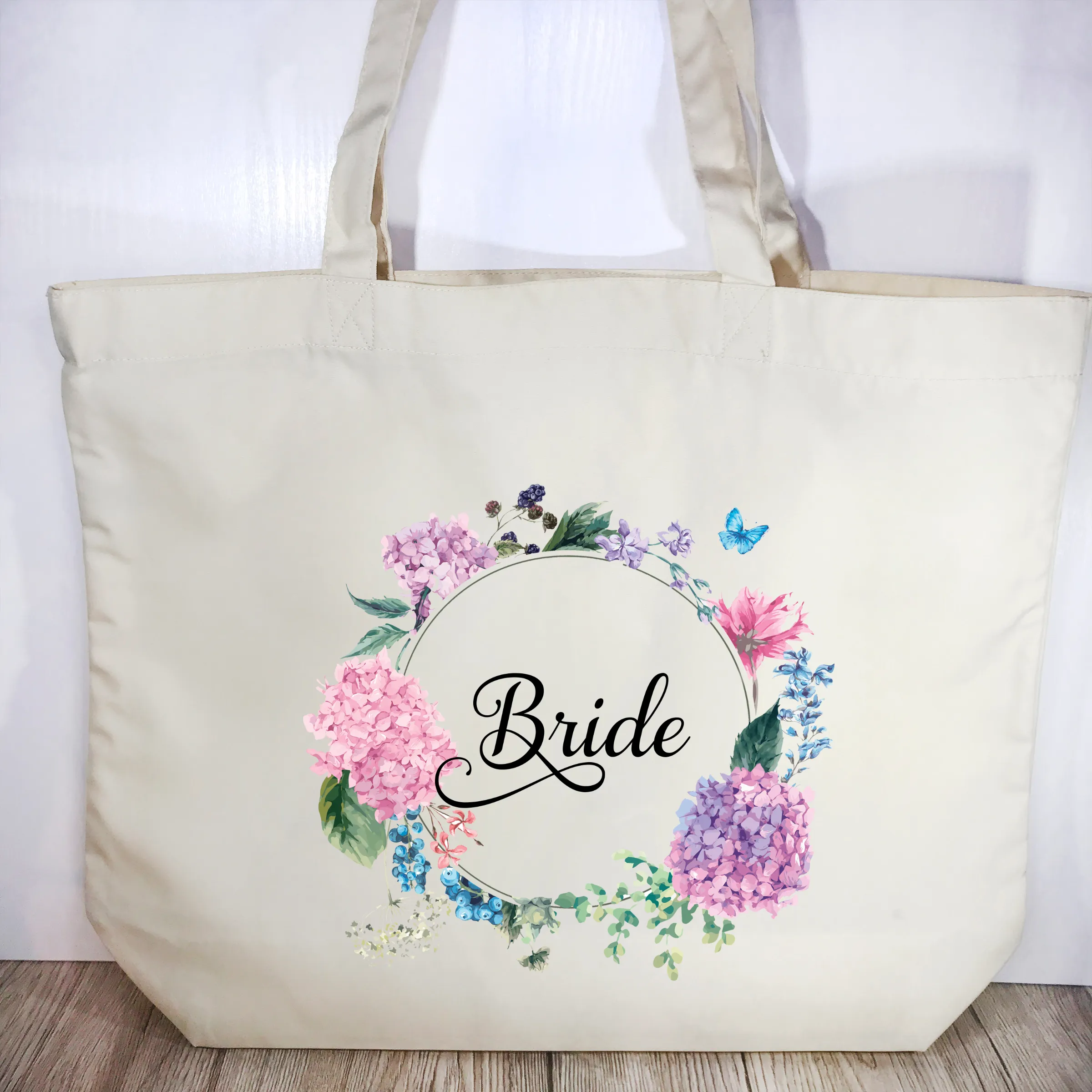 Bride Floral Wreath Wedding Tote Bag