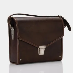 Brown Leather Folding Camera Bag with Green Interior