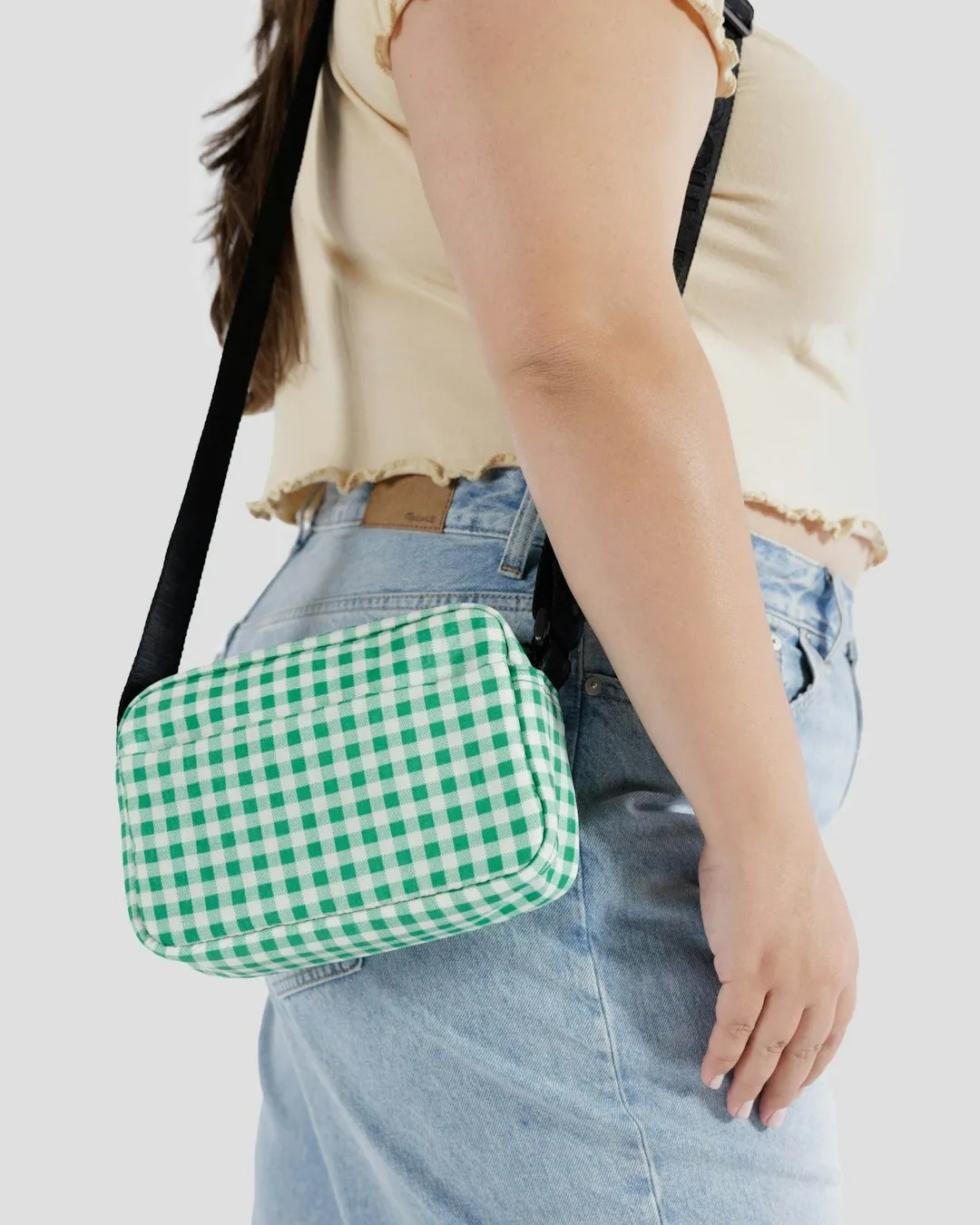 Camera Crossbody - Green Gingham