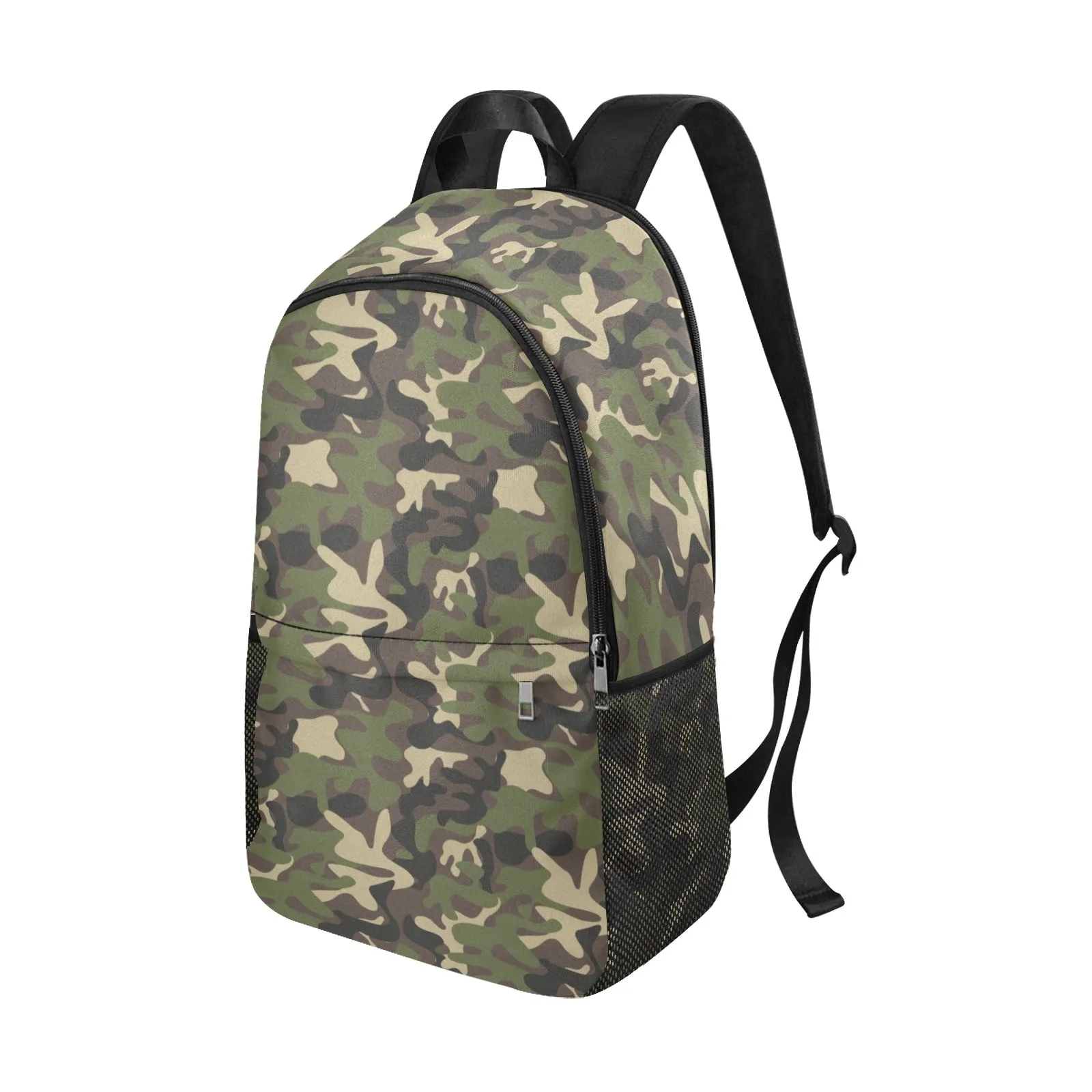 Camo Backpack, Camouflage Green Army Men Women Kids Gift Him Her School College Waterproof Side Mesh Pockets Aesthetic Bag