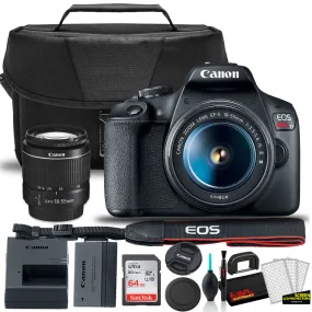 Canon EOS Rebel T7 DSLR Camera with 18-55mm Lens Starter Bundle    Includes: EOS Bag    Sandisk Ultra 64GB Card   Clean and Care Kit   More