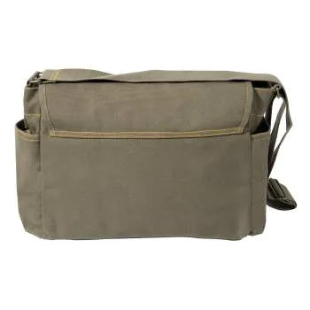 Canvas Classic Messenger Shoulder Bag With Military Stencil