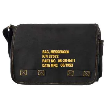 Canvas Classic Messenger Shoulder Bag With Military Stencil