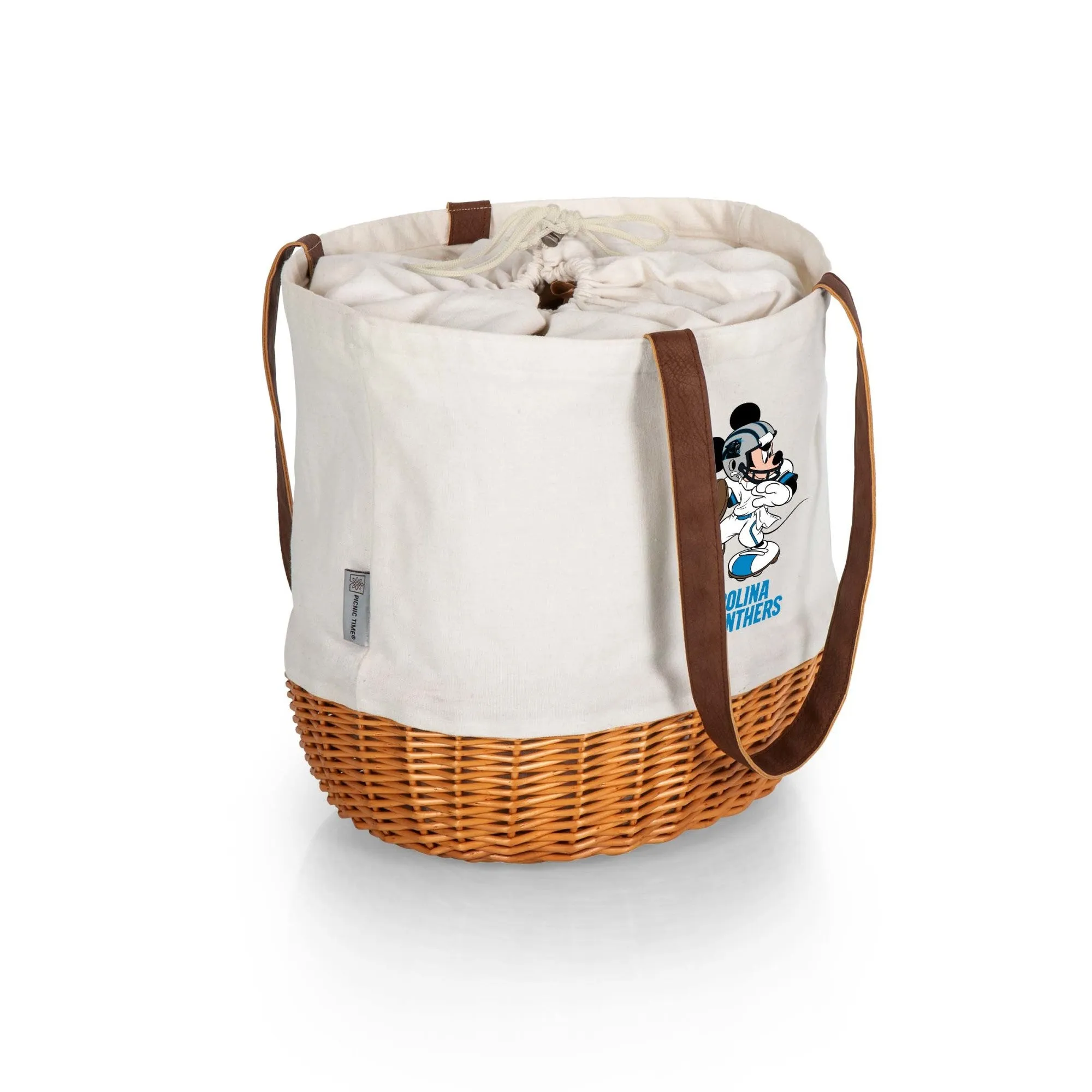 Carolina Panthers Mickey Mouse - Coronado Canvas and Willow Basket Tote