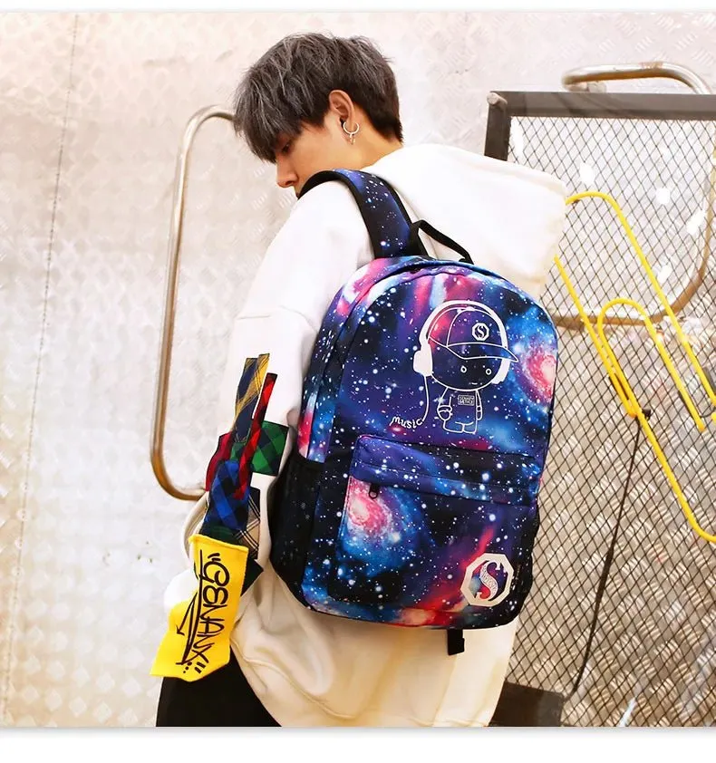 Cartoon-Inspired Luminous School Backpack – Stylish Daypack with USB Charging Port & Secure Lock for Boys and Girls (Under 15.6 inches)