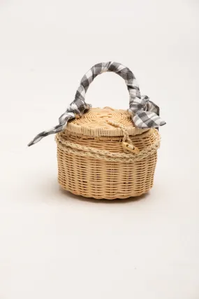 City Lights Collection-Picnic Wicker Hand Bag in Black