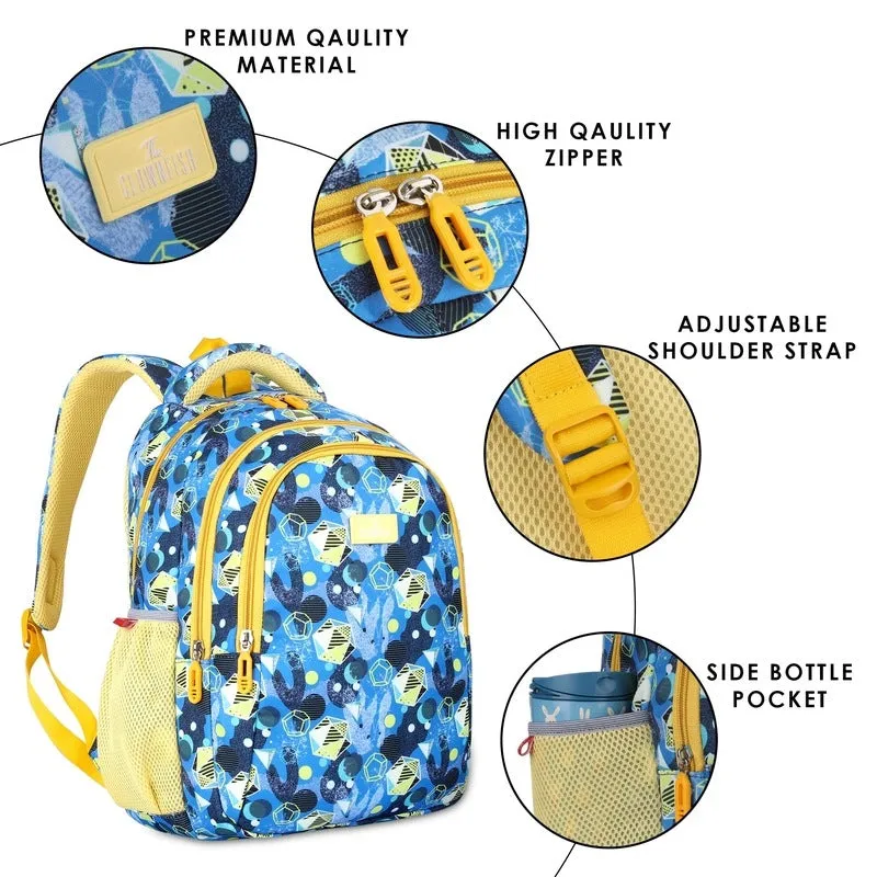 Combo: THE CLOWNFISH Fuel & Focus Printed 30 L School Backpack | Pencil Pouch & Lunch Bag | Light Blue