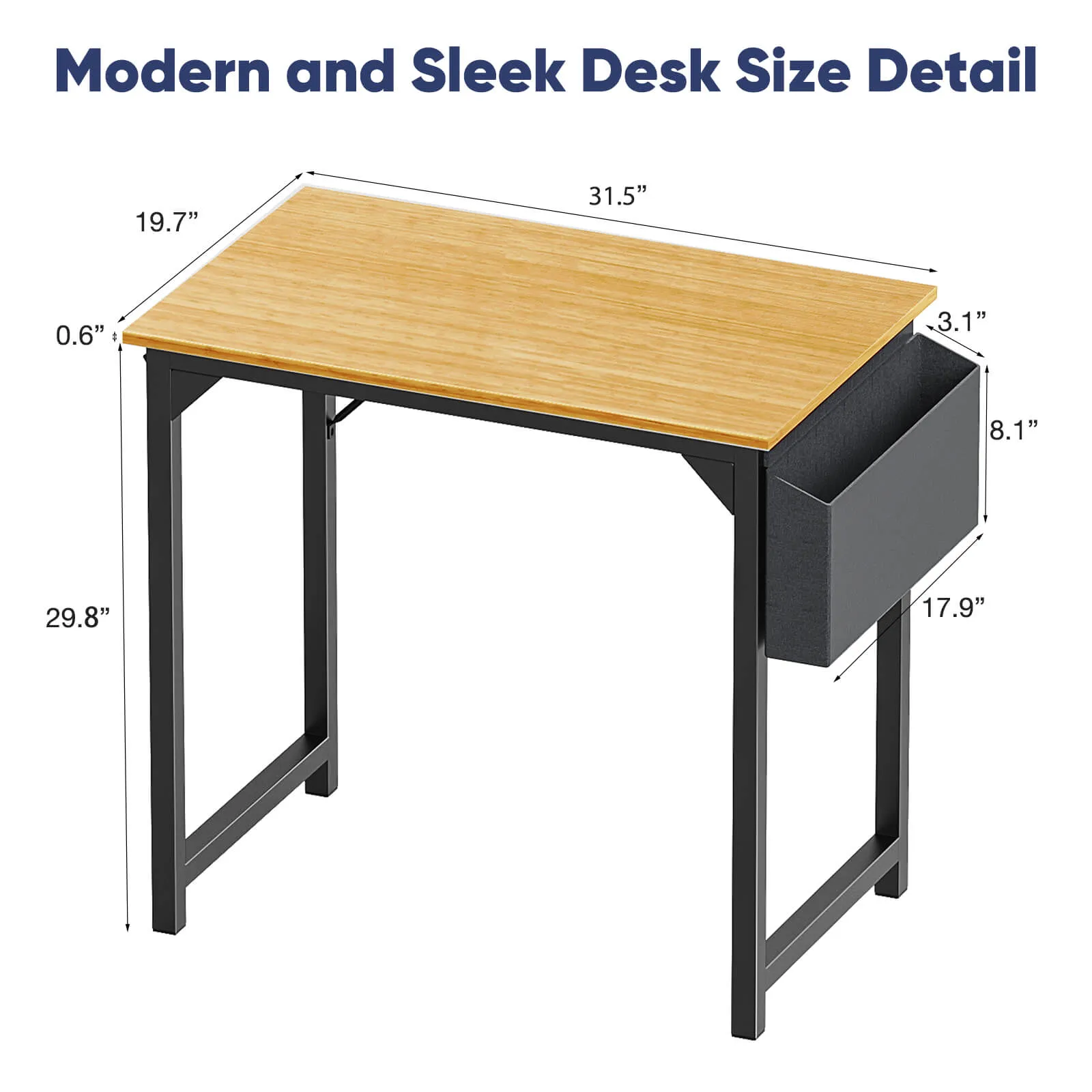 Computer Desk - 32/40/47/55/63 inch Student Kids Study Wooden Desk with Headphone Hook and Storage Bag for Bedroom, Living Room, Study Room