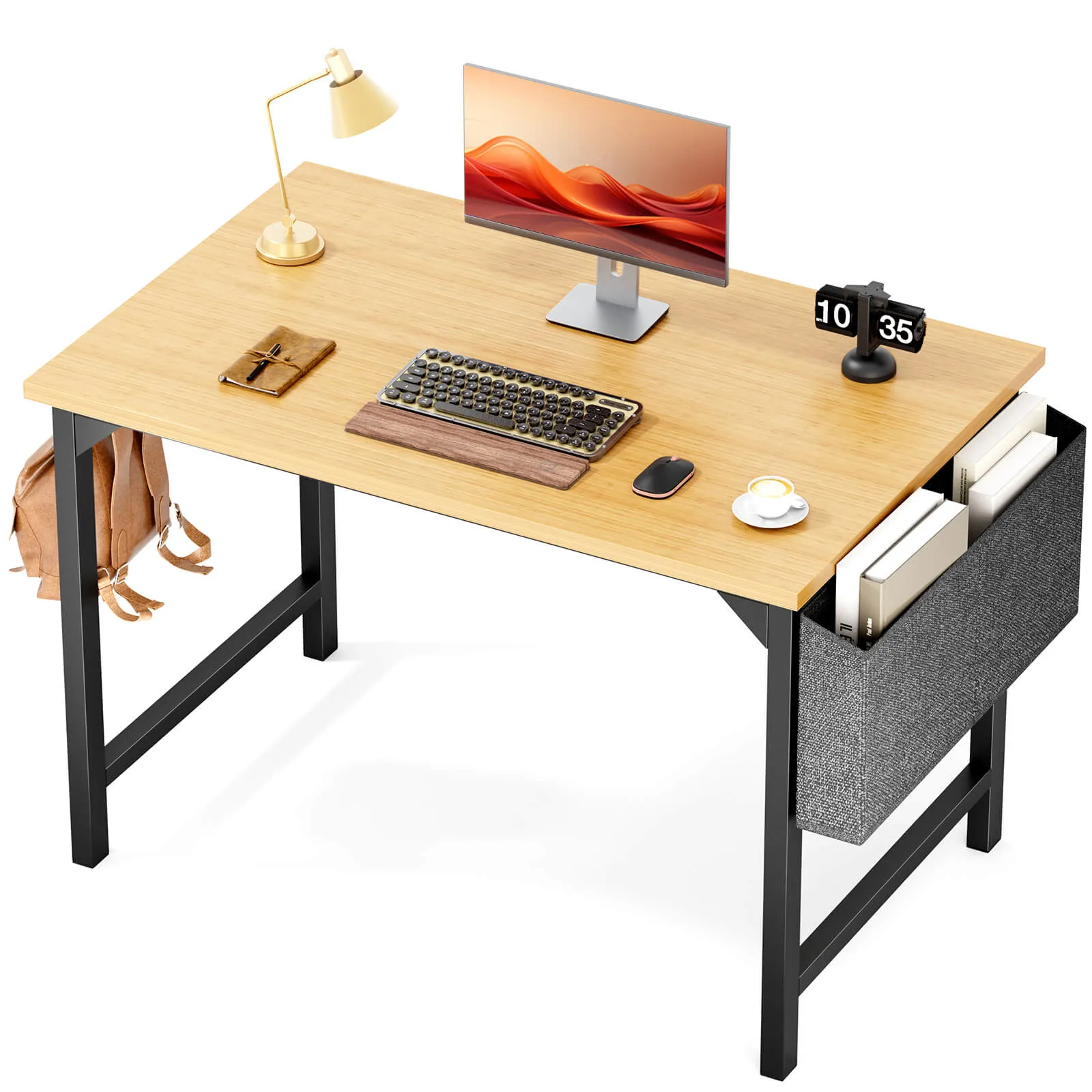 Computer Desk - 32/40/47/55/63 inch Student Kids Study Wooden Desk with Headphone Hook and Storage Bag for Bedroom, Living Room, Study Room