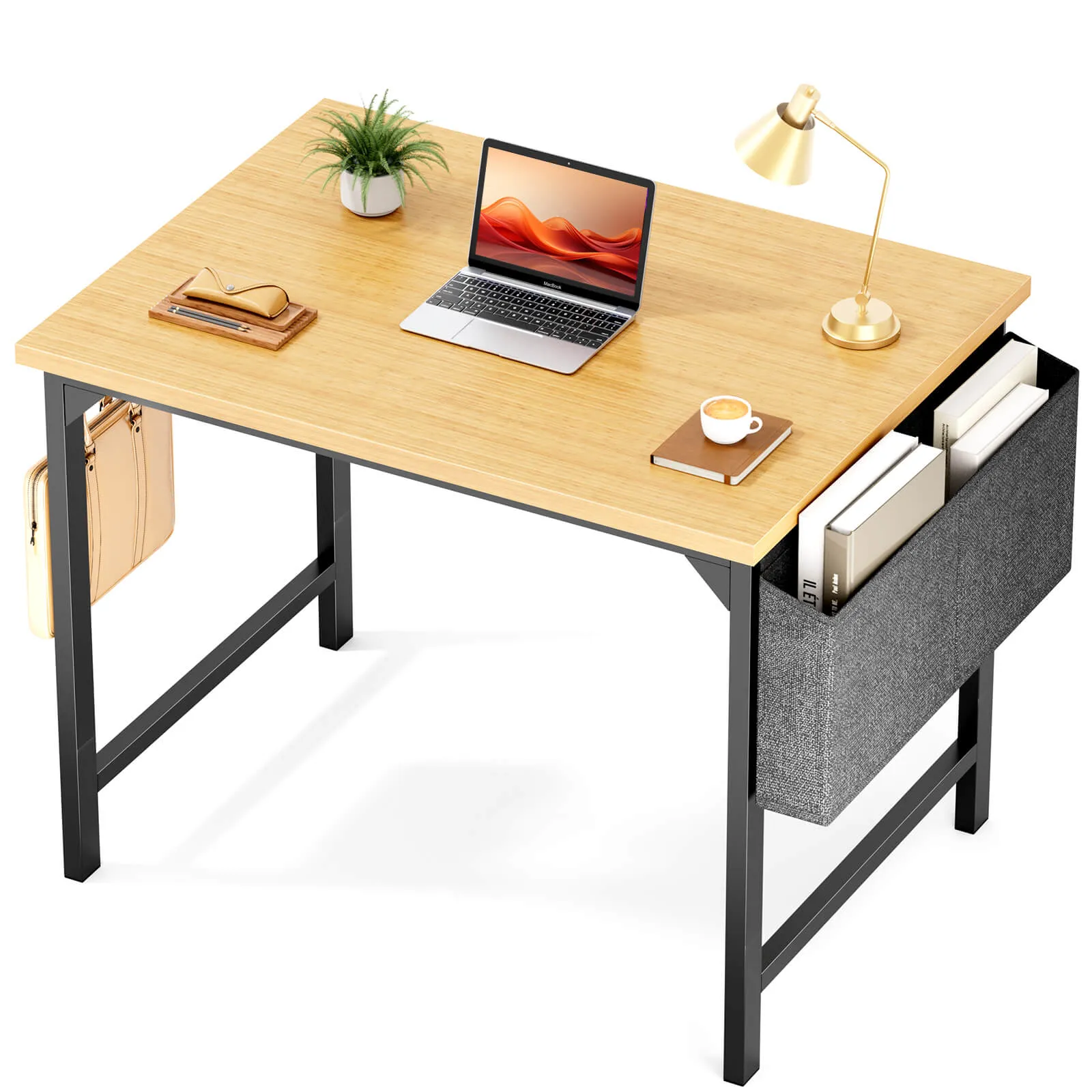 Computer Desk - 32/40/47/55/63 inch Student Kids Study Wooden Desk with Headphone Hook and Storage Bag for Bedroom, Living Room, Study Room