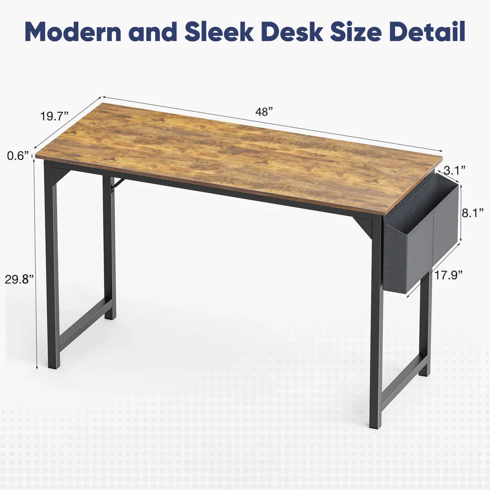 Computer Desk - 32/40/47/55/63 inch Student Kids Study Wooden Desk with Headphone Hook and Storage Bag for Bedroom, Living Room, Study Room