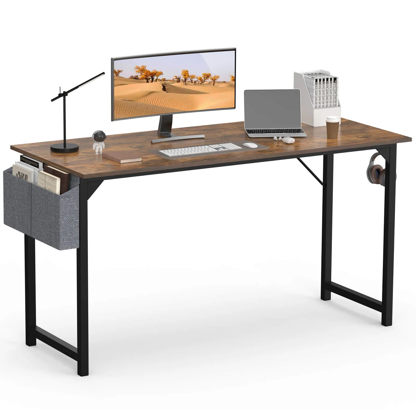 Computer Desk - 32/40/47/55/63 inch Student Kids Study Wooden Desk with Headphone Hook and Storage Bag for Bedroom, Living Room, Study Room