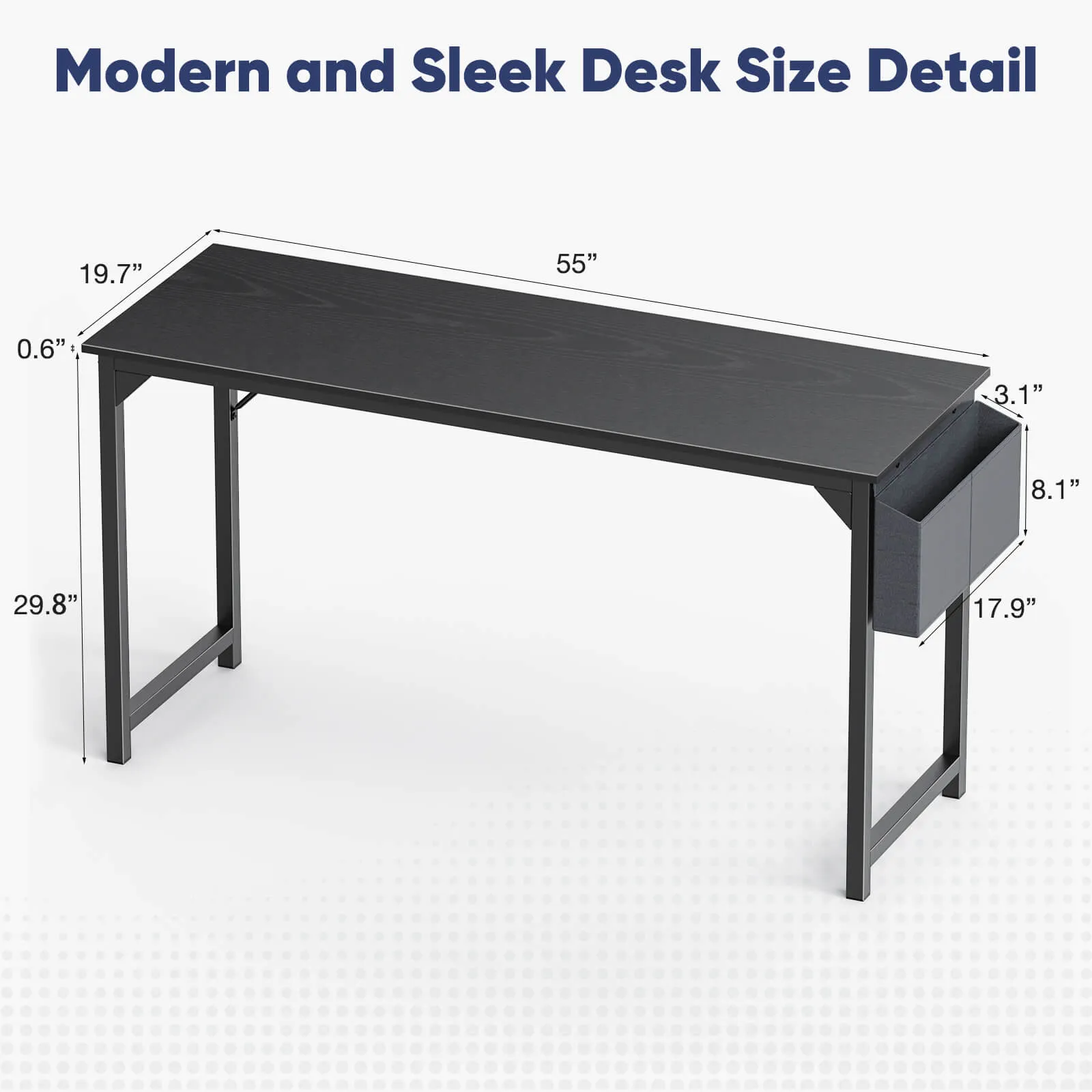 Computer Desk - 32/40/47/55/63 inch Student Kids Study Wooden Desk with Headphone Hook and Storage Bag for Bedroom, Living Room, Study Room