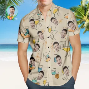 Custom Face Hawaiian Shirt Cocktail Party Personalised Shirt with Your Photo