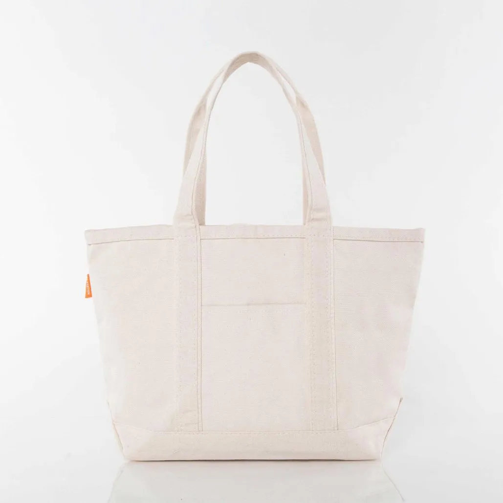 Custom Medium Canvas Boat Tote Bag with Shadow Block Initial