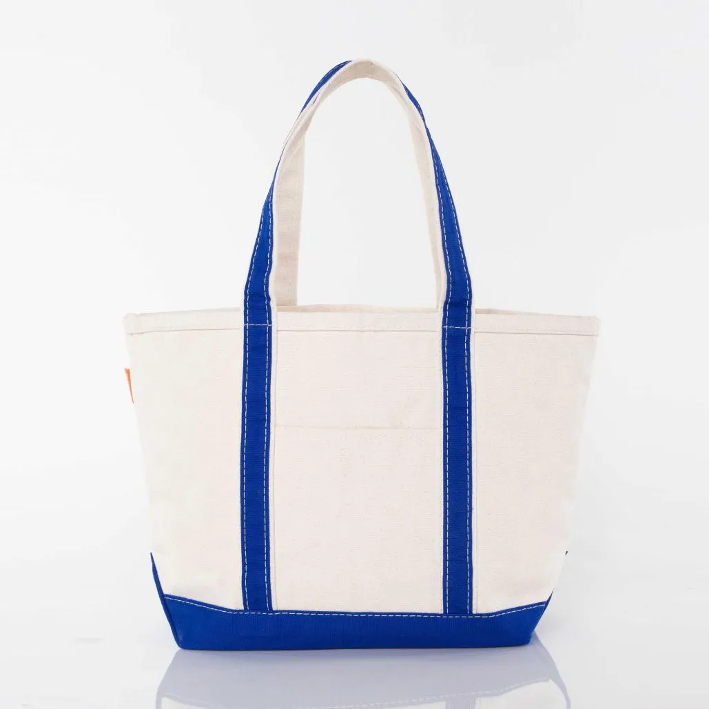 Custom Medium Canvas Boat Tote Bag with Shadow Block Initial